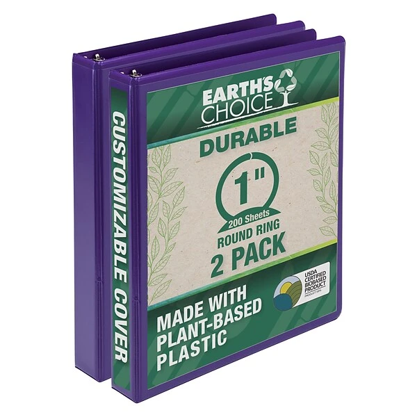 Samsill Fashion 1" 3-Ring View Binders, Purple, 2/Pack (U86308) 3 Samsill Fashion 1" 3-Ring View Binders, Purple, 2/Pack (U86308)