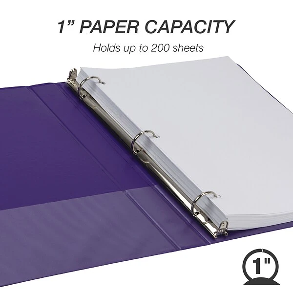 Samsill Fashion 1" 3-Ring View Binders, Purple, 2/Pack (U86308) 5 Samsill Fashion 1" 3-Ring View Binders, Purple, 2/Pack (U86308) - Image 3
