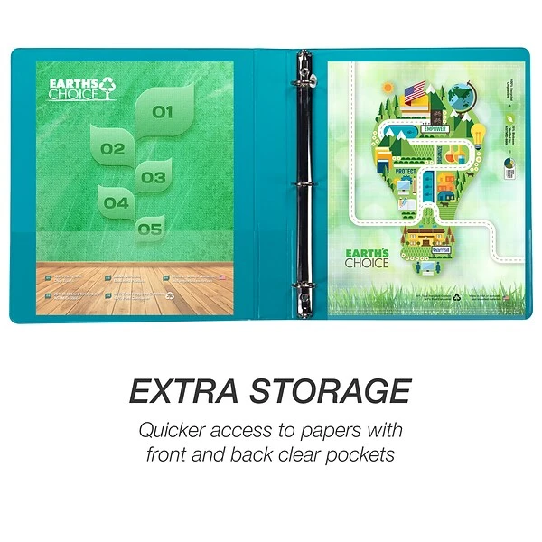 Samsill Fashion 1" 3-Ring View Binders, Teal, 2/Pack (U86377) 6 Samsill Fashion 1" 3-Ring View Binders, Teal, 2/Pack (U86377) - Image 4