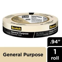 Scotch® General Purpose Masking Tape, Tan, 0.94 In X 60.1 Yd (2050-24AP)