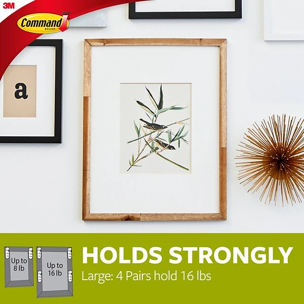 Command Large Picture Hanging Strips, Damage-Free, White, 20-Pairs (40-Command Strips) (17206-20NA) 6 Command Large Picture Hanging Strips, Damage-Free, White, 20-Pairs (40-Command Strips) (17206-20NA) - Image 4