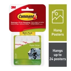 Command™ Small Poster Strips Multi-Pack, White, 48 Strips/Pack (17024-48ES)