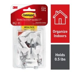 Command™ Small Wire Hooks Mega Pack, White, 28 Hooks (17067-MPESBU)