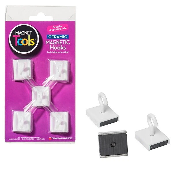 Dowling Magnets® Ceramic Magnetic Ceiling Hooks, 5 Per Pack, 3 Packs (DO-735008-3) 3 Dowling Magnets® Ceramic Magnetic Ceiling Hooks, 5 Per Pack, 3 Packs (DO-735008-3)
