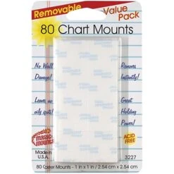 Magic Mounts® Removable Chart Tabs, 1" X 1", 80 Per Pack, 3 Packs (MIL3227-3)