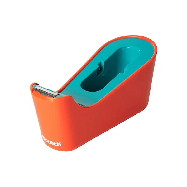 Scotch® Desktop Tape Dispenser, Coral/Teal (MMMC18LAVO) 3 Scotch® Desktop Tape Dispenser, Coral/Teal (MMMC18LAVO)