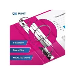 Davis Group Easyview Premium 1" 3-Ring View Binder, Pink, 6/Pack (8411-43-06) -Scott Stationery Shop sp179266321 s7