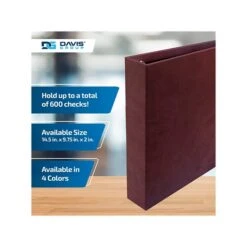 Davis Group 3-Up 1" 7-Ring Business Checkbook Binder, Burgundy (3UPAM-08)