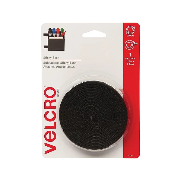 Velcro® Brand 3/4" X 5' Sticky Back Hook & Loop Fastener Roll, Black (90086) 3 Velcro® Brand 3/4" X 5' Sticky Back Hook & Loop Fastener Roll, Black (90086)