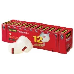 Scotch® Transparent Tape, 3/4" X 36 Yds., 12 Rolls/Pack (600-12PK) -Scott Stationery Shop sp47346018 s7