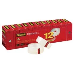 Scotch® Transparent Tape, 3/4" X 36 Yds., 12 Rolls/Pack (600-12PK) -Scott Stationery Shop sp47346021 s7