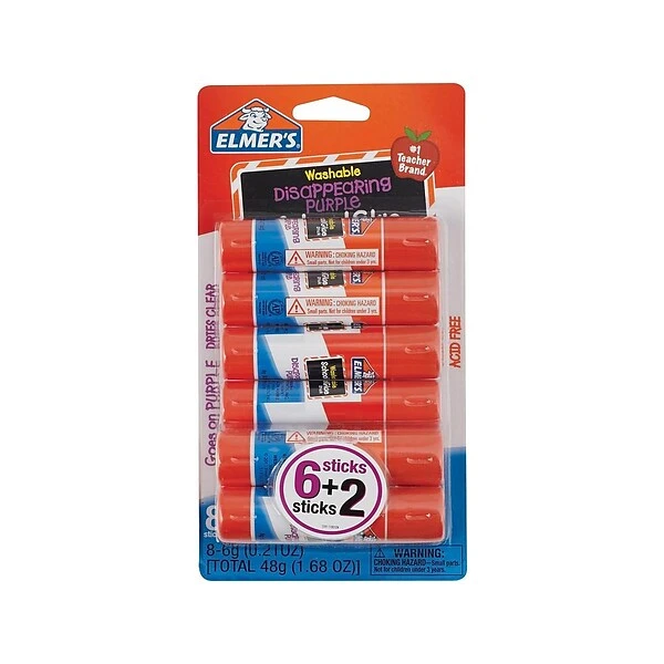 Elmer's School Glue Sticks, 0.21 Oz., Purple, 6/Pack (E1591/E1560) 3 Elmer's School Glue Sticks, 0.21 Oz., Purple, 6/Pack (E1591/E1560)