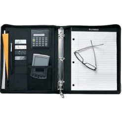 Mead Cambridge Standard 1" 3-Ring Zipper Binder, Black (29516)