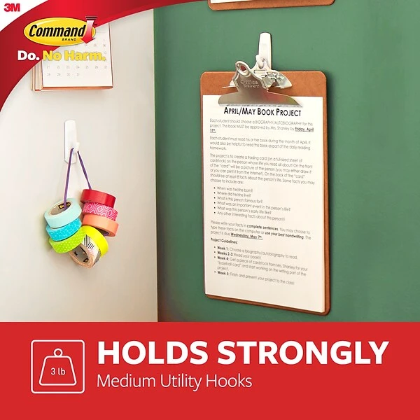 Command™ Medium Utility Hooks, White, 37 Hooks (17001-S37NA) 4 Command™ Medium Utility Hooks, White, 37 Hooks (17001-S37NA) - Image 2