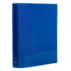 JAM Paper Designders 1 1/2" 3-Ring Flexible Poly Binder, Blue Glass Twill (762T15BU)