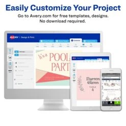 Avery Sticker Project Paper Inkjet Multipurpose Labels, 8 1/2" X 11", Matte White, 1 Label/Sheet, 15 Sheets/Pack (03383) -Scott Stationery Shop sp60874758 s7