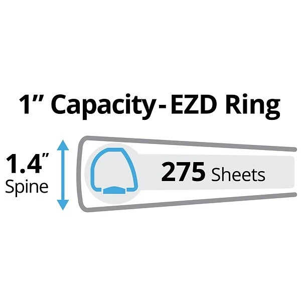 Avery Heavy-Duty View Binder, 1" One Touch Slant Rings, 275 Sheet Capacity, DuraHinge, Pacific Blue (79772) 6 Avery Heavy-Duty View Binder, 1" One Touch Slant Rings, 275 Sheet Capacity, DuraHinge, Pacific Blue (79772) - Image 4