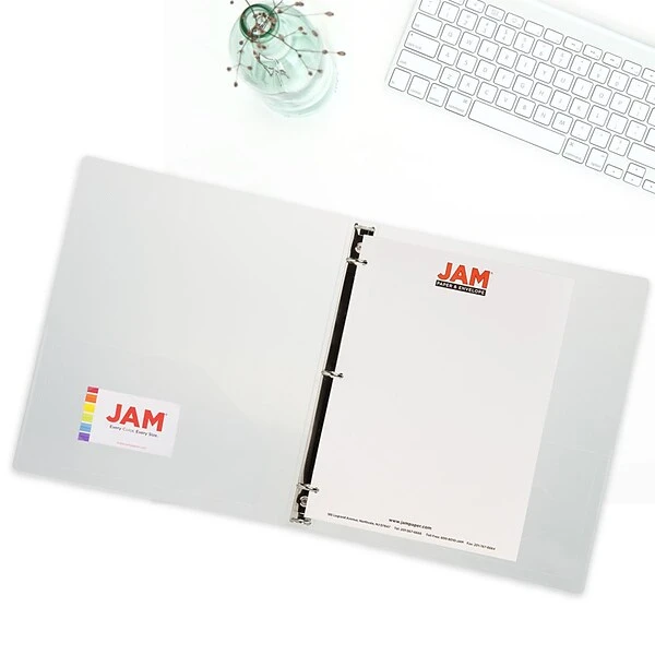 JAM Paper Designders 3/4" 3-Ring Flexible Poly Binder, Clear Glass Twill (750T1CL) 6 JAM Paper Designders 3/4" 3-Ring Flexible Poly Binder, Clear Glass Twill (750T1CL) - Image 4