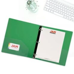 JAM Paper Designders 2" 3-Ring Flexible Poly Binder, Green Glass Twill (820T2GR) -Scott Stationery Shop sp89840277 s7