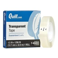 Quill Brand® Transparent Tape, Glossy Finish, 1/2" X 36 Yds., Single Roll (70016043807)
